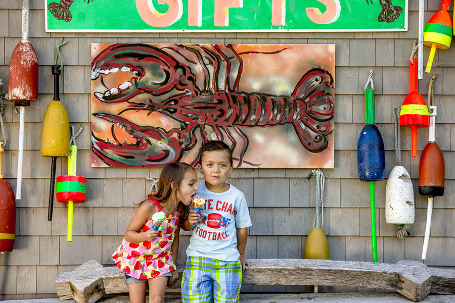 brother and sister eating ice cream