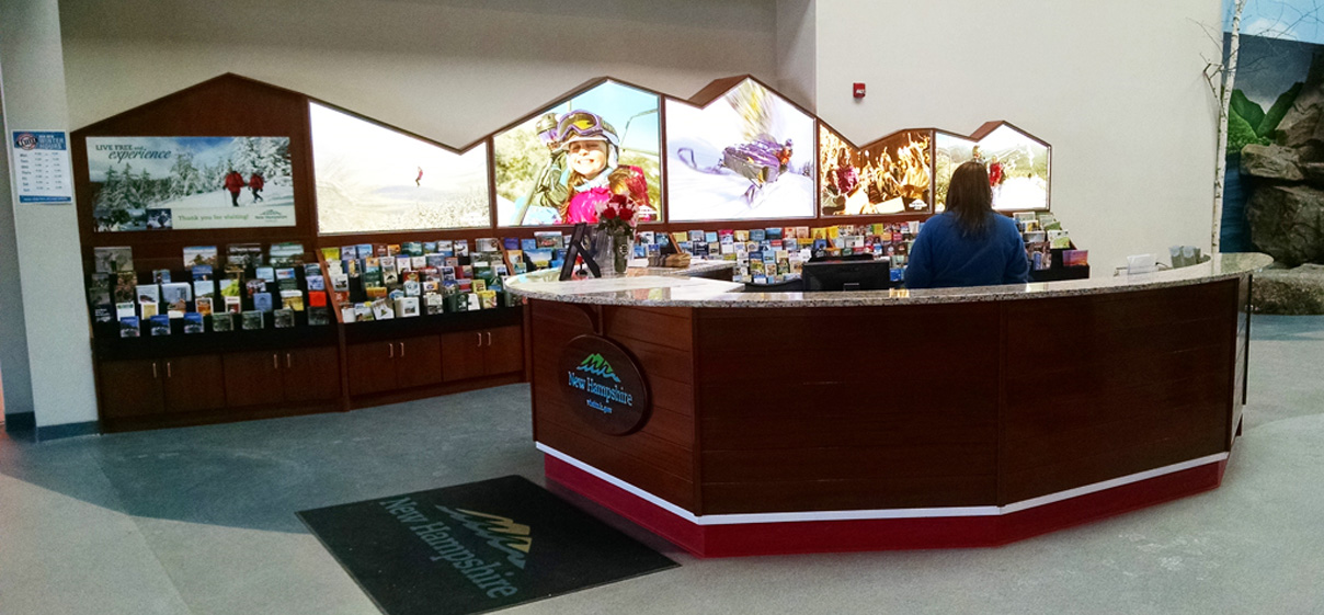 reception desk at a welcome center