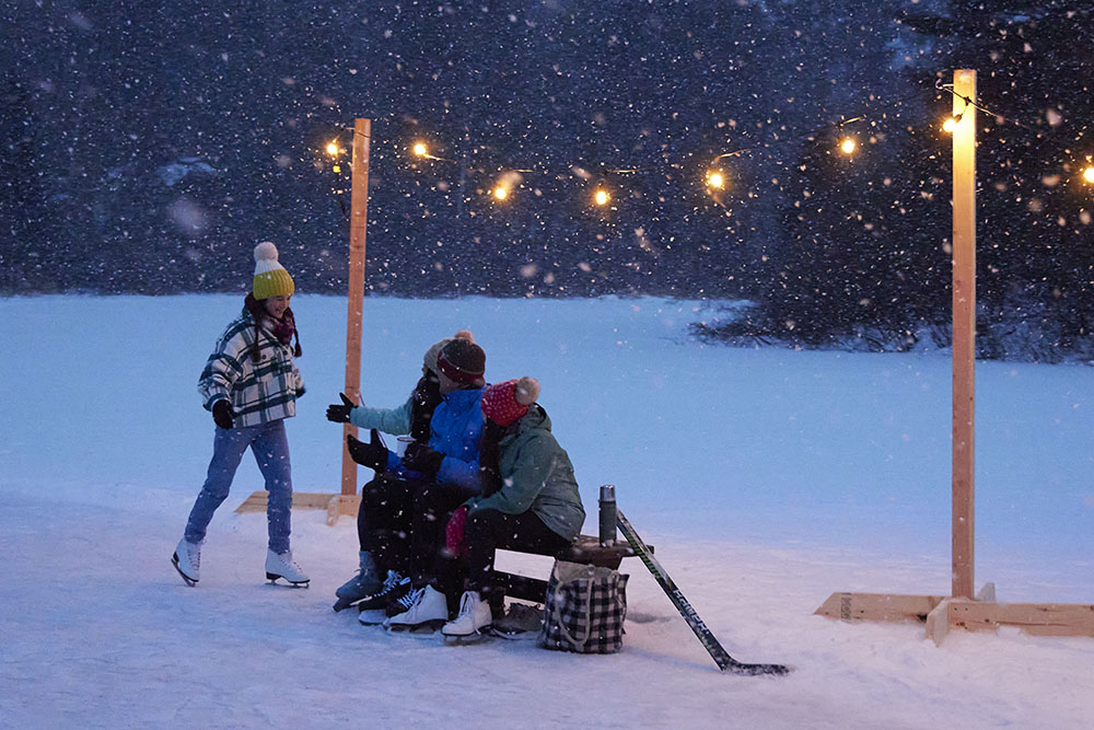 kids playing outside in the snow