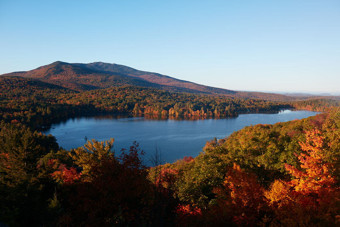 Aerial view of a NH lake