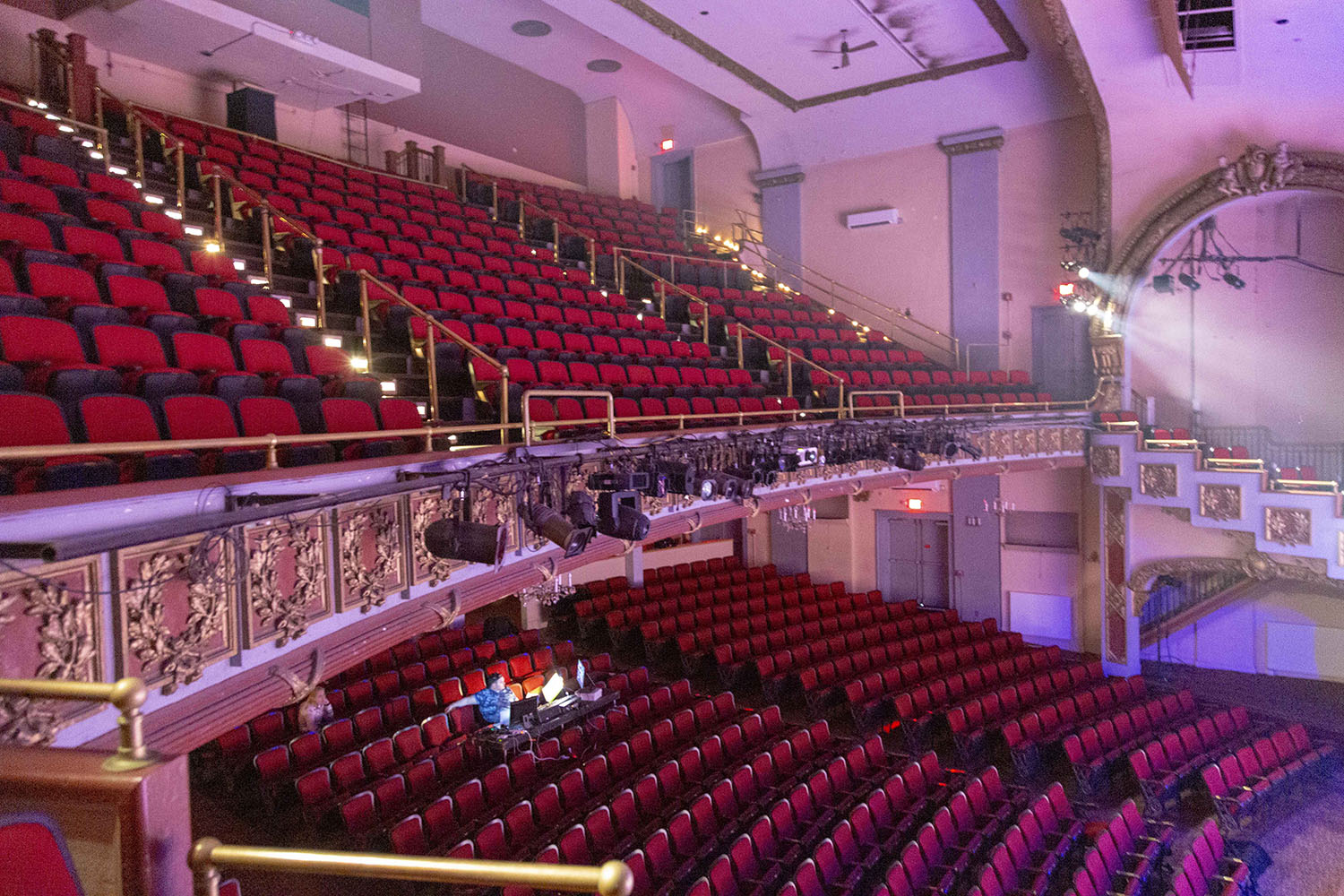 Inside an empty auditorium