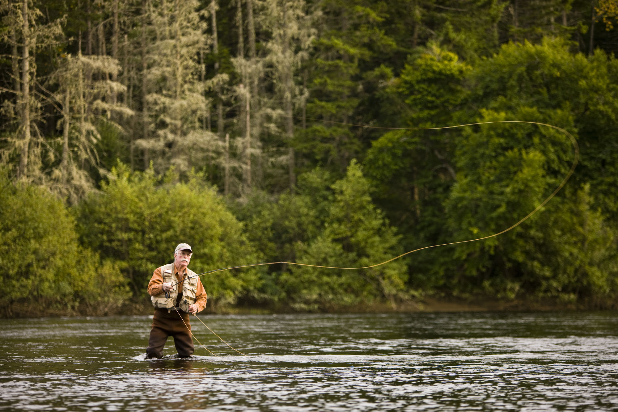 Man fishing on a lake