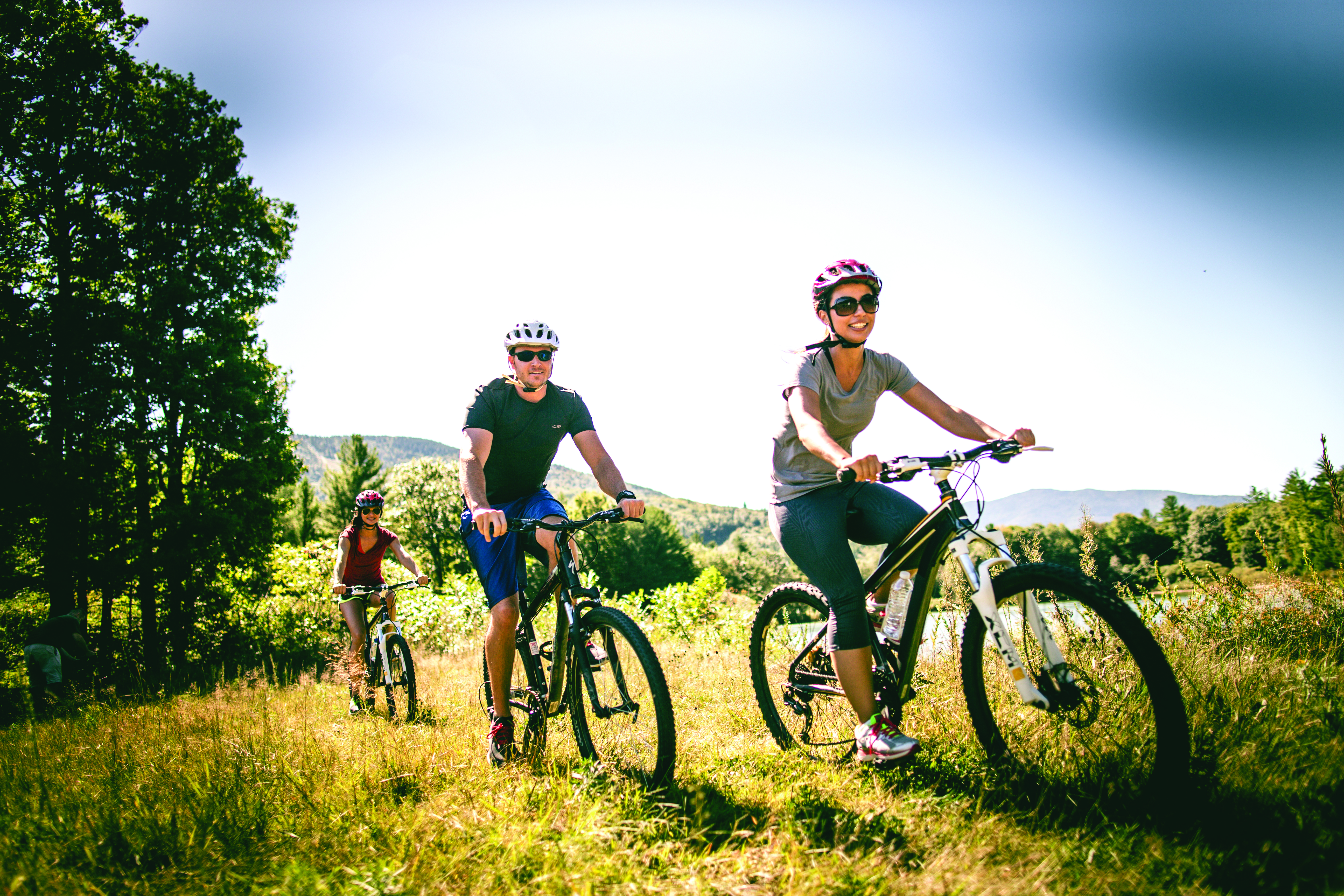 people biking